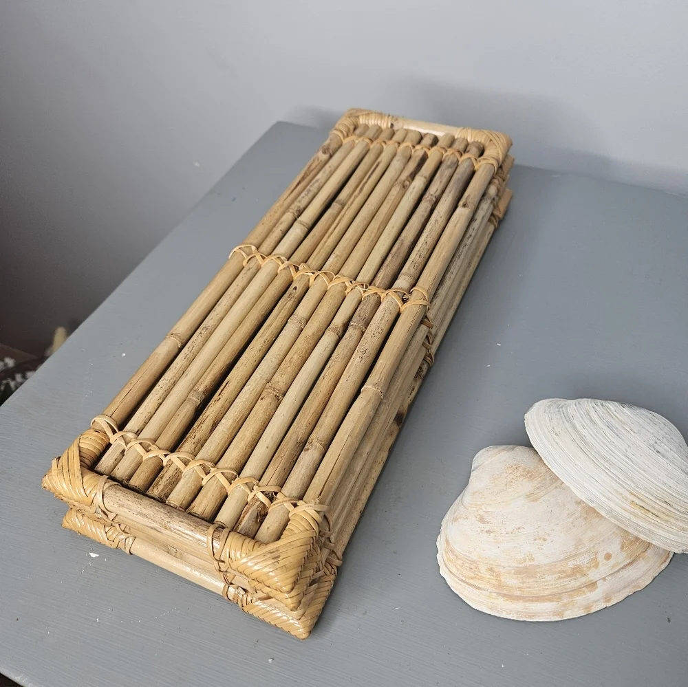 Vintage Bamboo Vanity Tray Bath Accessory 13.5
